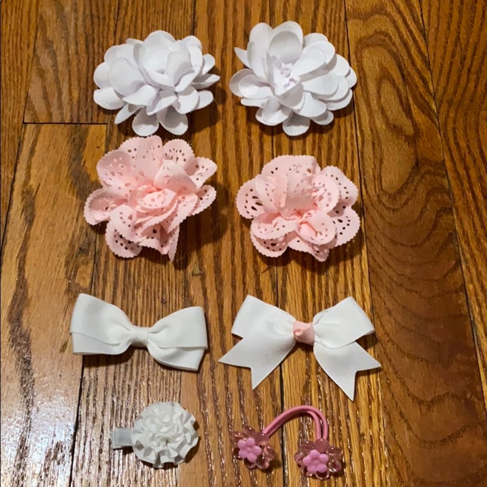 Pink & White Hair Bow Bundle Lot